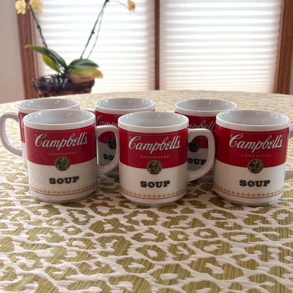 6 Set VTG 1981 Campbells Soup Porcelain Mugs Corning Glass Works Microwave Safe - Picture 5 of 8